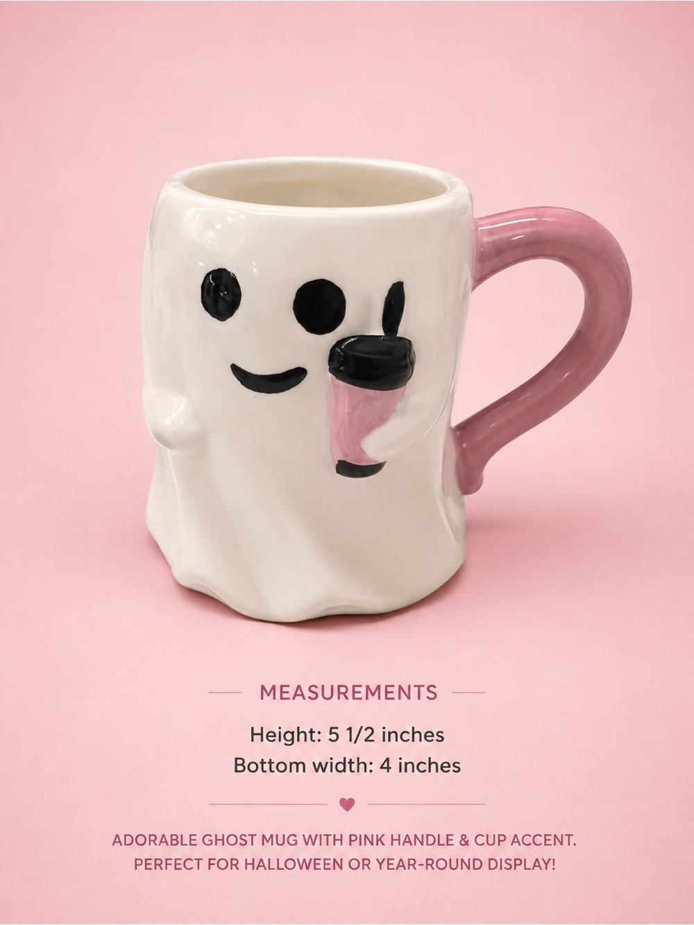 NWT HALLOWEEN 👻 GHOST COFFEE PURPLE HANDLE 13.5oz CERAMIC MUG
